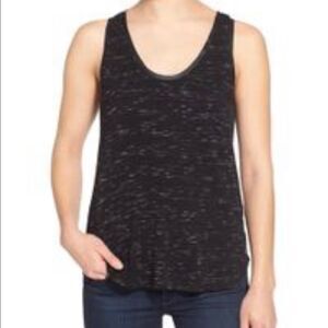 Paige black tank with faux leather trim XS